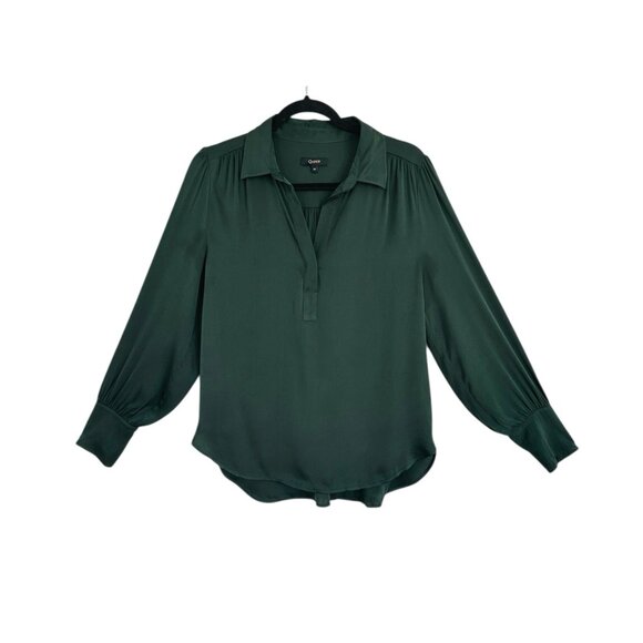 Quince Washable Stretch Silk Split Neck Blouse - Picture 2 of 8